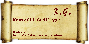 Kratofil Gyöngyi névjegykártya